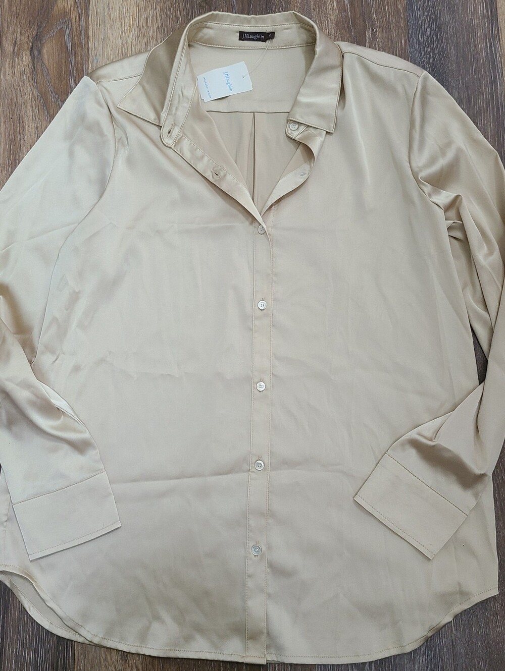 J. McLaughlin Satin Button Down Womens Blouss Size Med NEW